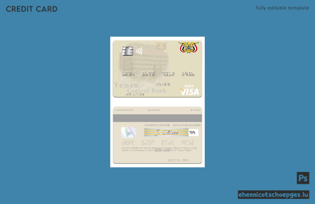 Beispielvorschau der Visa-Debitkarte der Zentralbank von Jemen